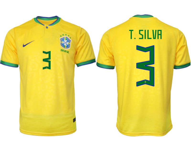 Men 2022 World Cup National Team Brazil home aaa version yellow #3 Soccer Jersey